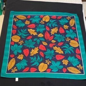 Vibrant Leaf Pattern Scarf in Teal and Red